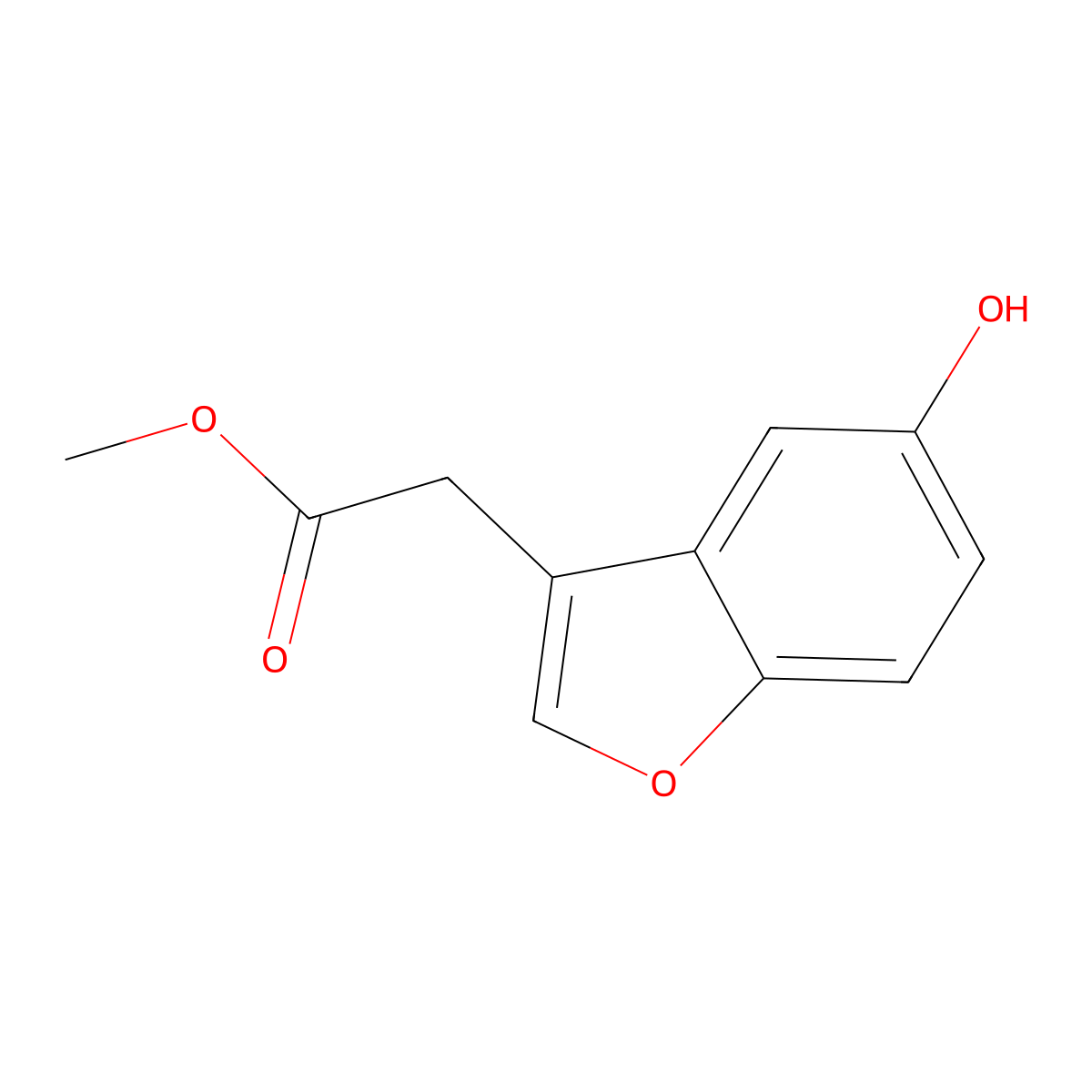 Methyl 2-(5-hydroxy-1-benzofuran-3-yl)acetate molecular structure, CAS 1785142-76-8