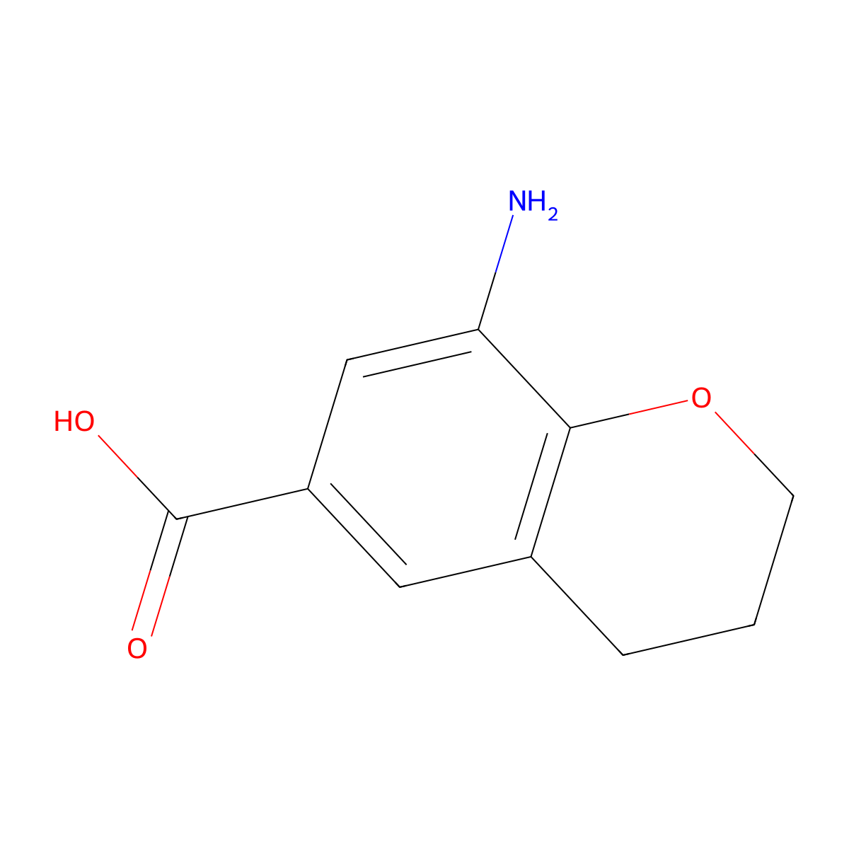 8-amino-3,4-dihydro-2H-1-benzopyran-6-carboxylic acid molecular structure, CAS 1785143-61-4