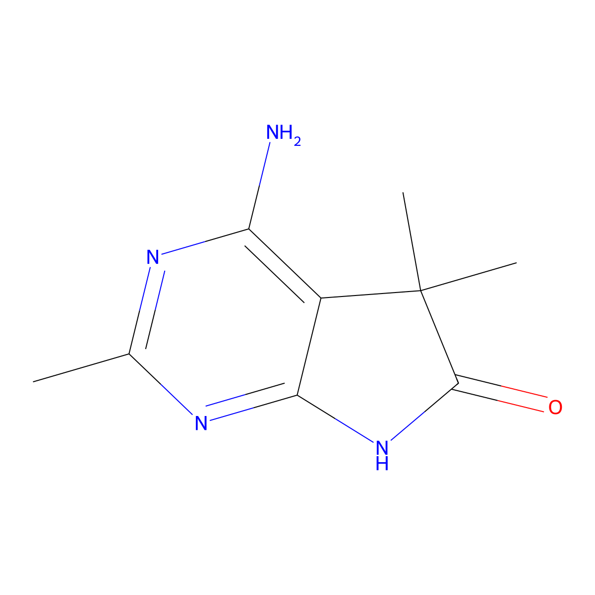 4-amino-2,5,5-trimethyl-5H,6H,7H-pyrrolo[2,3-d]pyrimidin-6-one molecular structure, CAS 1785145-36-9