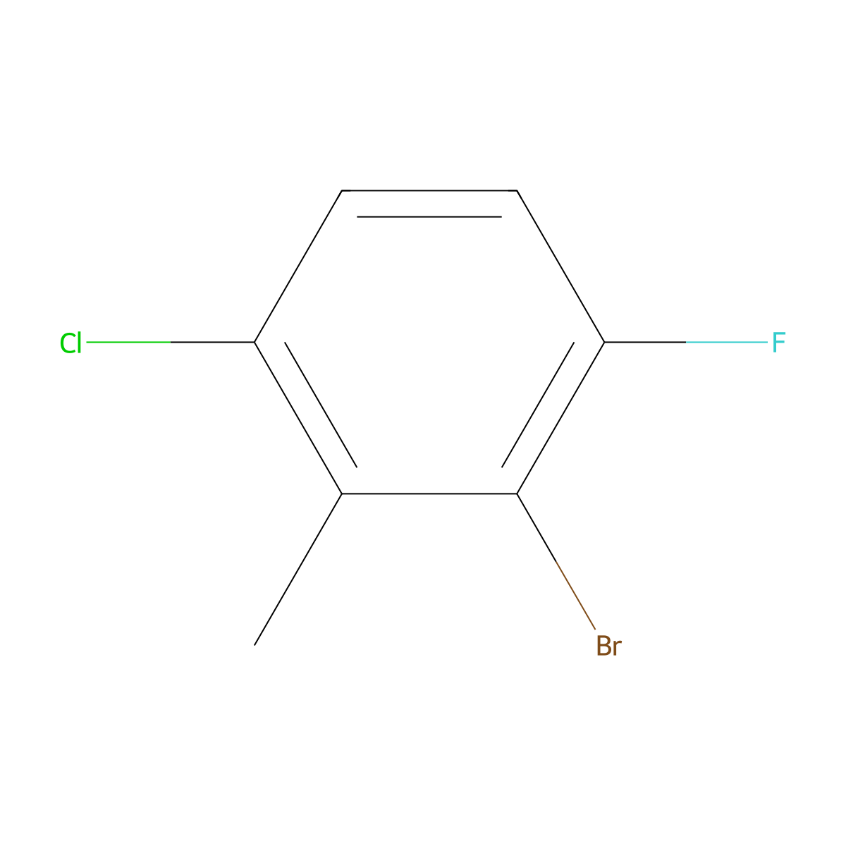 2-Bromo-4-chloro-1-fluoro-3-methylbenzene molecular structure, CAS 1785149-53-2