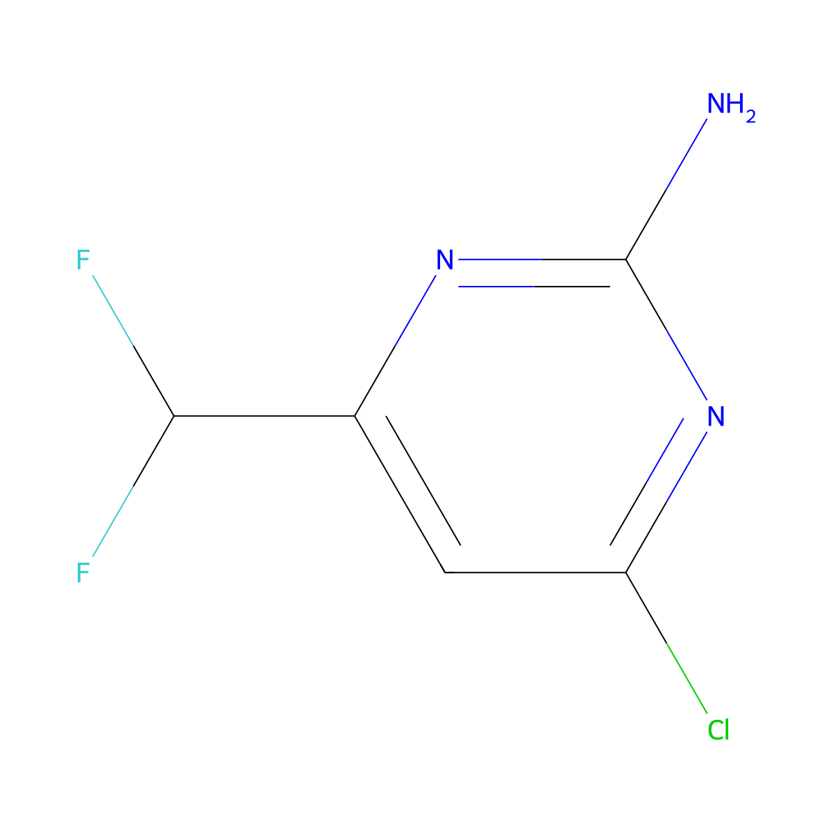 4-Chloro-6-(difluoromethyl)pyrimidin-2-amine molecular structure, CAS 1785151-90-7