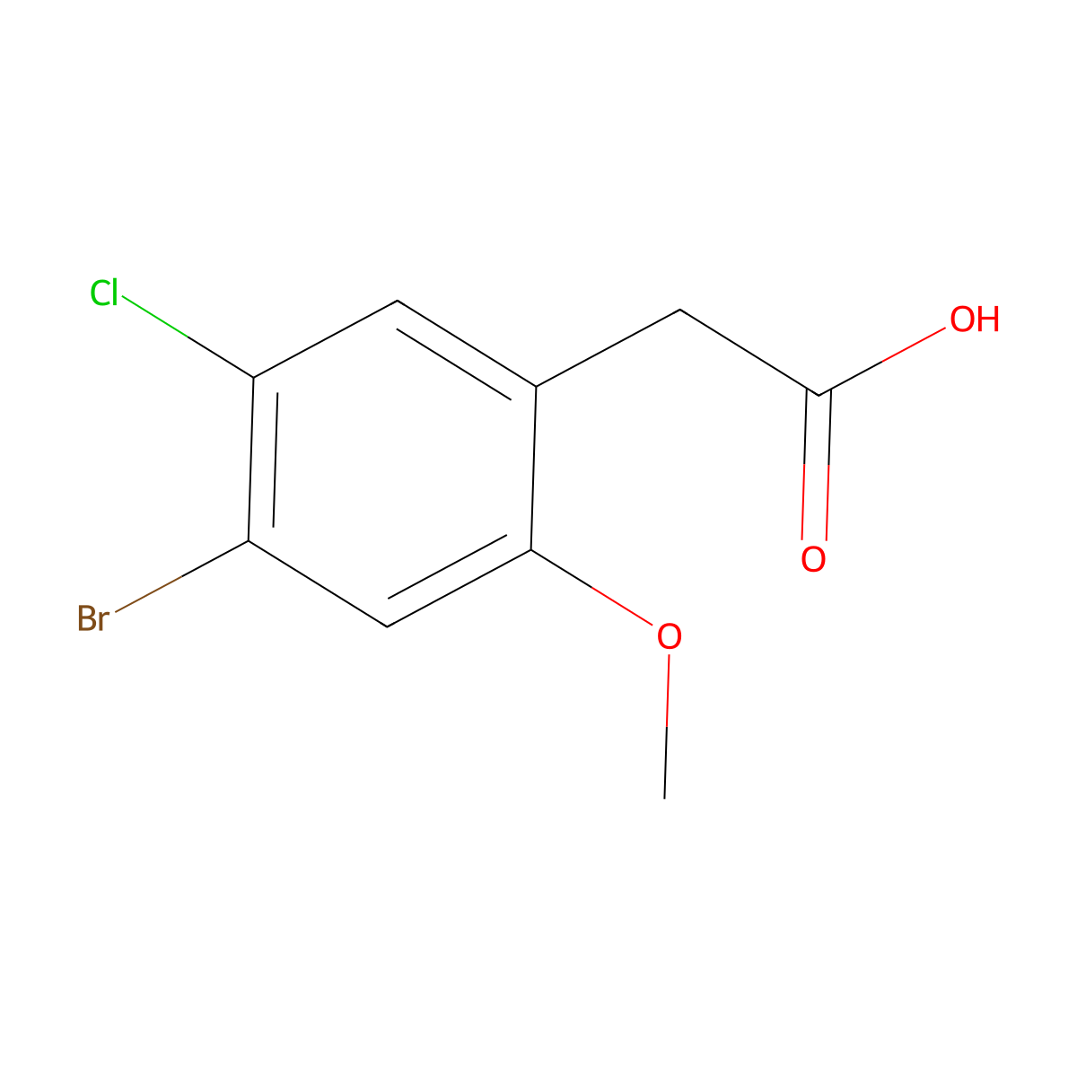 4-Bromo-5-chloro-2-methoxyphenylacetic acid molecular structure, CAS 1785152-42-2