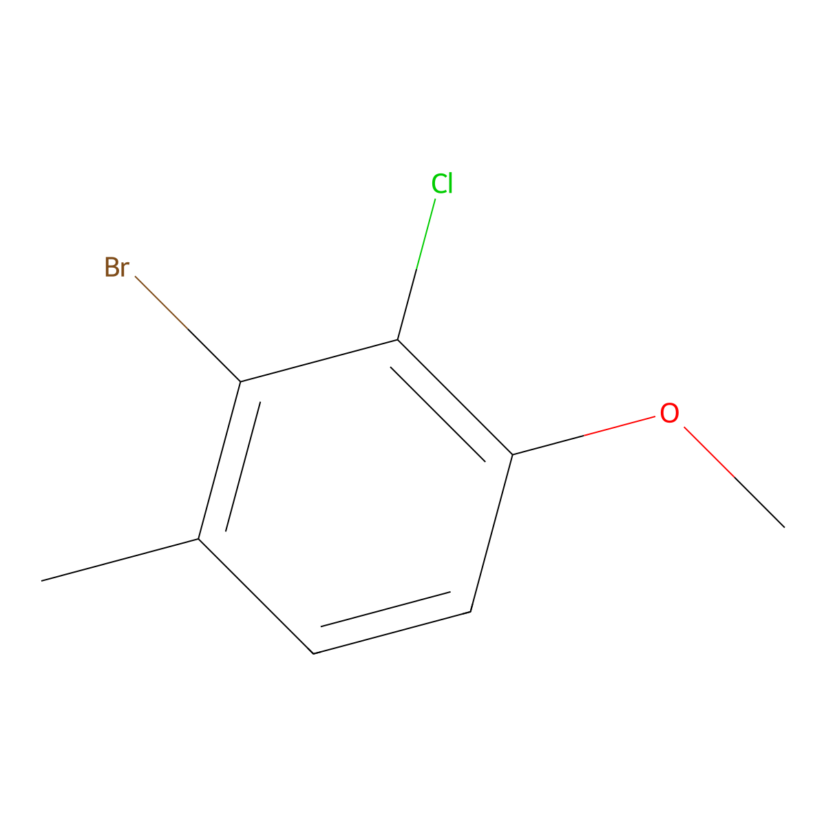 2-Bromo-3-chloro-4-methoxy-1-methylbenzene molecular structure, CAS 1785158-65-7