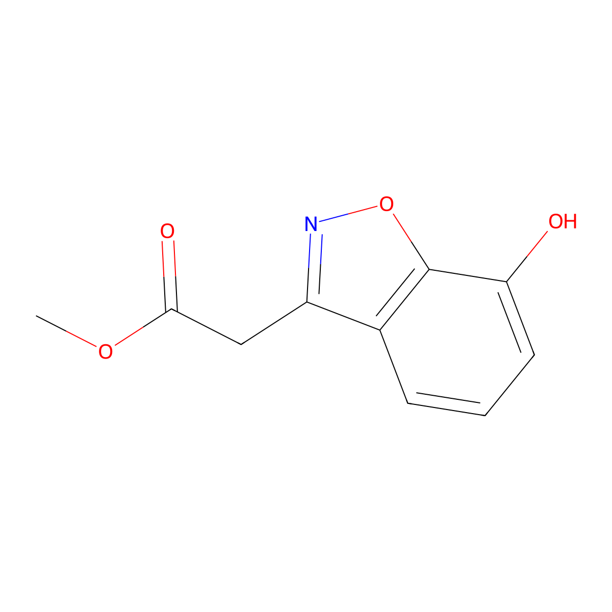 1,2-Benzisoxazole-3-acetic acid, 7-hydroxy-, methyl ester molecular structure, CAS 1785159-55-8