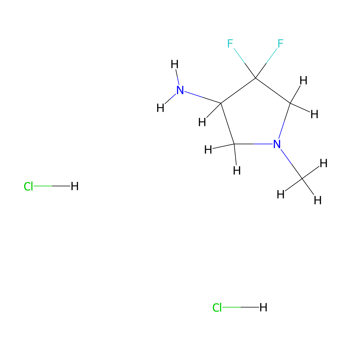 4,4-Difluoro-1-methylpyrrolidin-3-amine dihydrochloride molecular structure, CAS 1785159-74-1