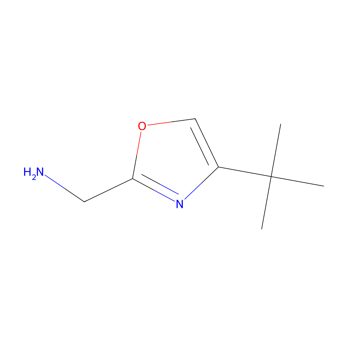 (4-Tert-butyl-1,3-oxazol-2-yl)methanamine molecular structure, CAS 1785174-40-4