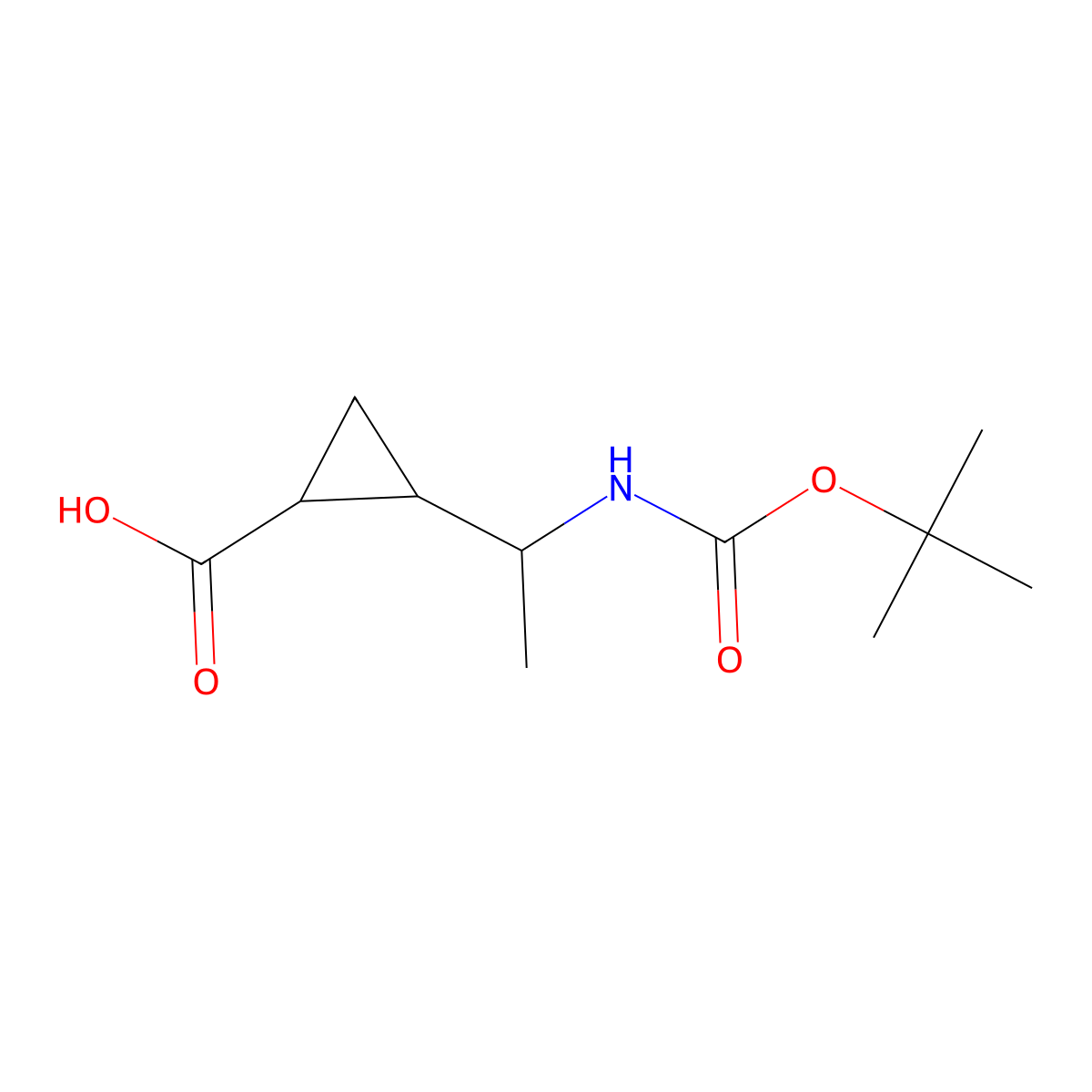 2-(1-{[(Tert-butoxy)carbonyl]amino}ethyl)cyclopropane-1-carboxylic acid molecular structure, CAS 1785174-43-7