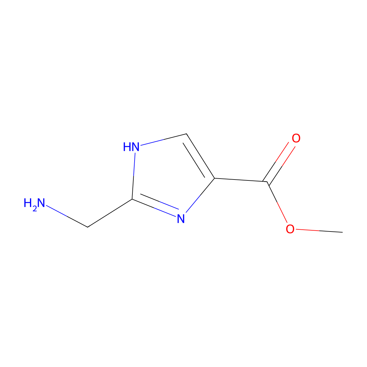 methyl 2-(aminomethyl)-1H-imidazole-4-carboxylate molecular structure, CAS 1785175-78-1