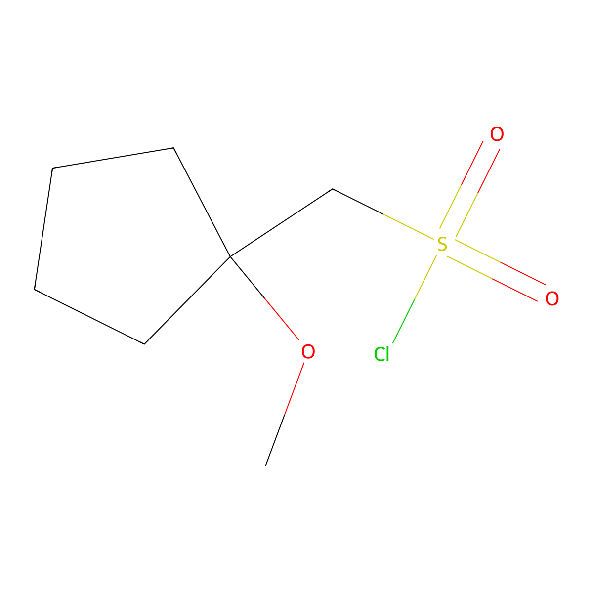 (1-Methoxycyclopentyl)methanesulfonyl chloride molecular structure, CAS 1785179-73-8