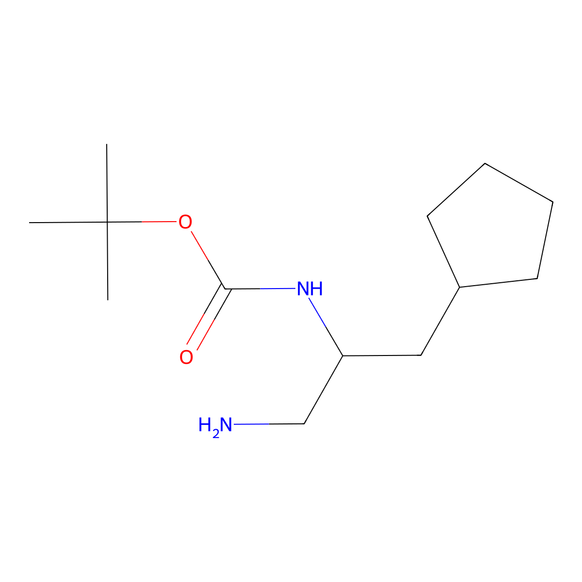 tert-butyl N-(1-amino-3-cyclopentylpropan-2-yl)carbamate molecular structure, CAS 1785180-56-4