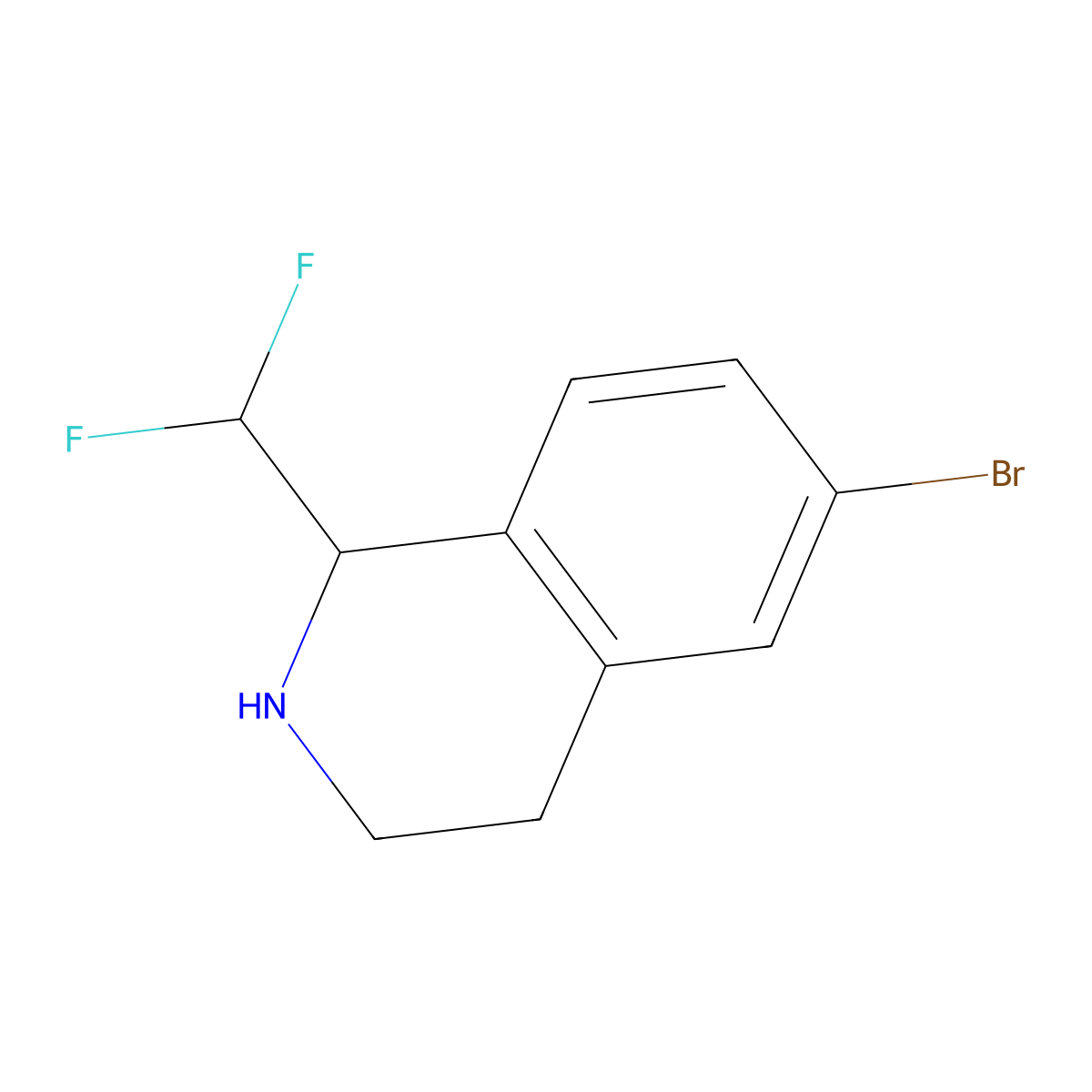 6-Bromo-1-(difluoromethyl)-1,2,3,4-tetrahydroisoquinoline molecular structure, CAS 1785182-73-1