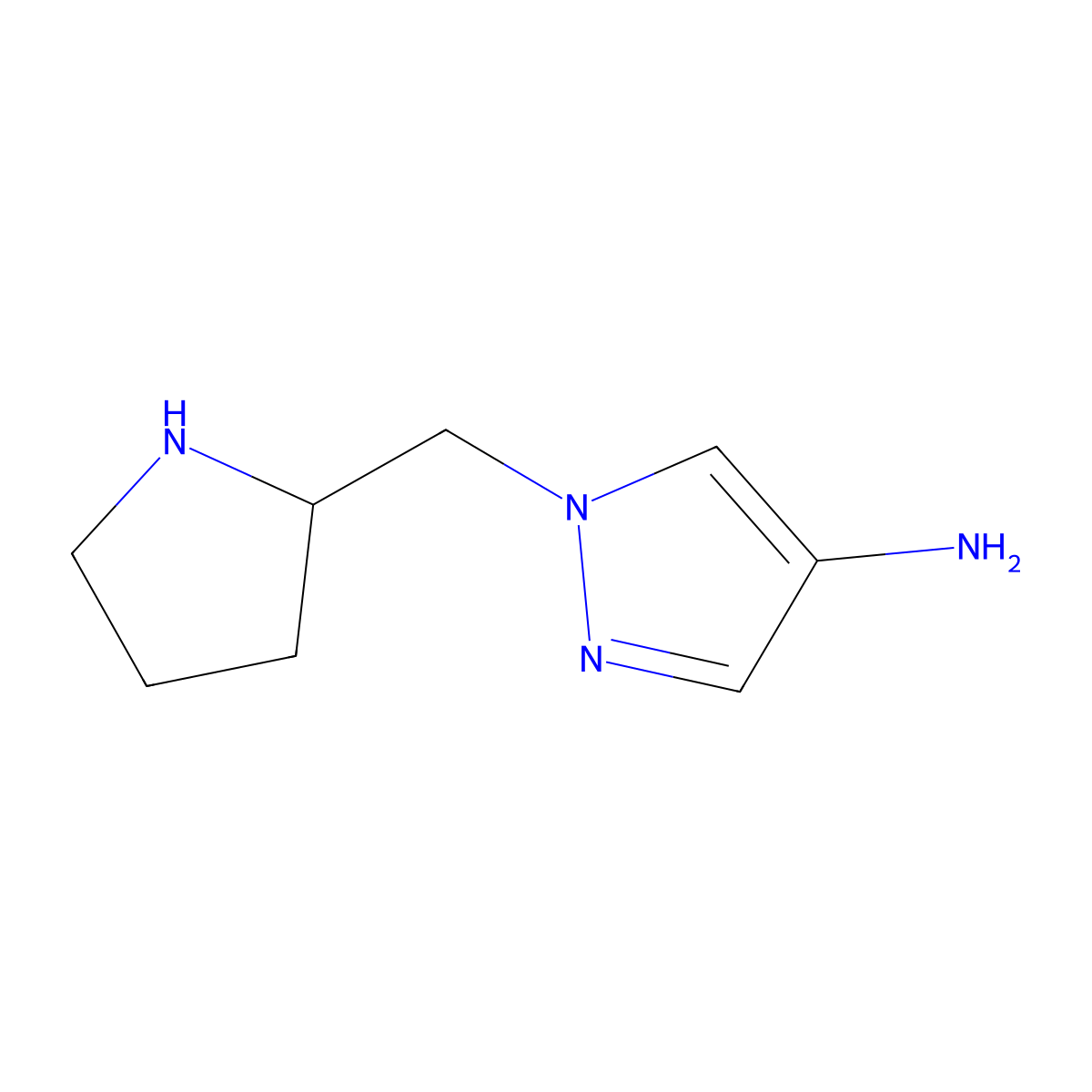 1-[(pyrrolidin-2-yl)methyl]-1H-pyrazol-4-amine molecular structure, CAS 1785193-63-6