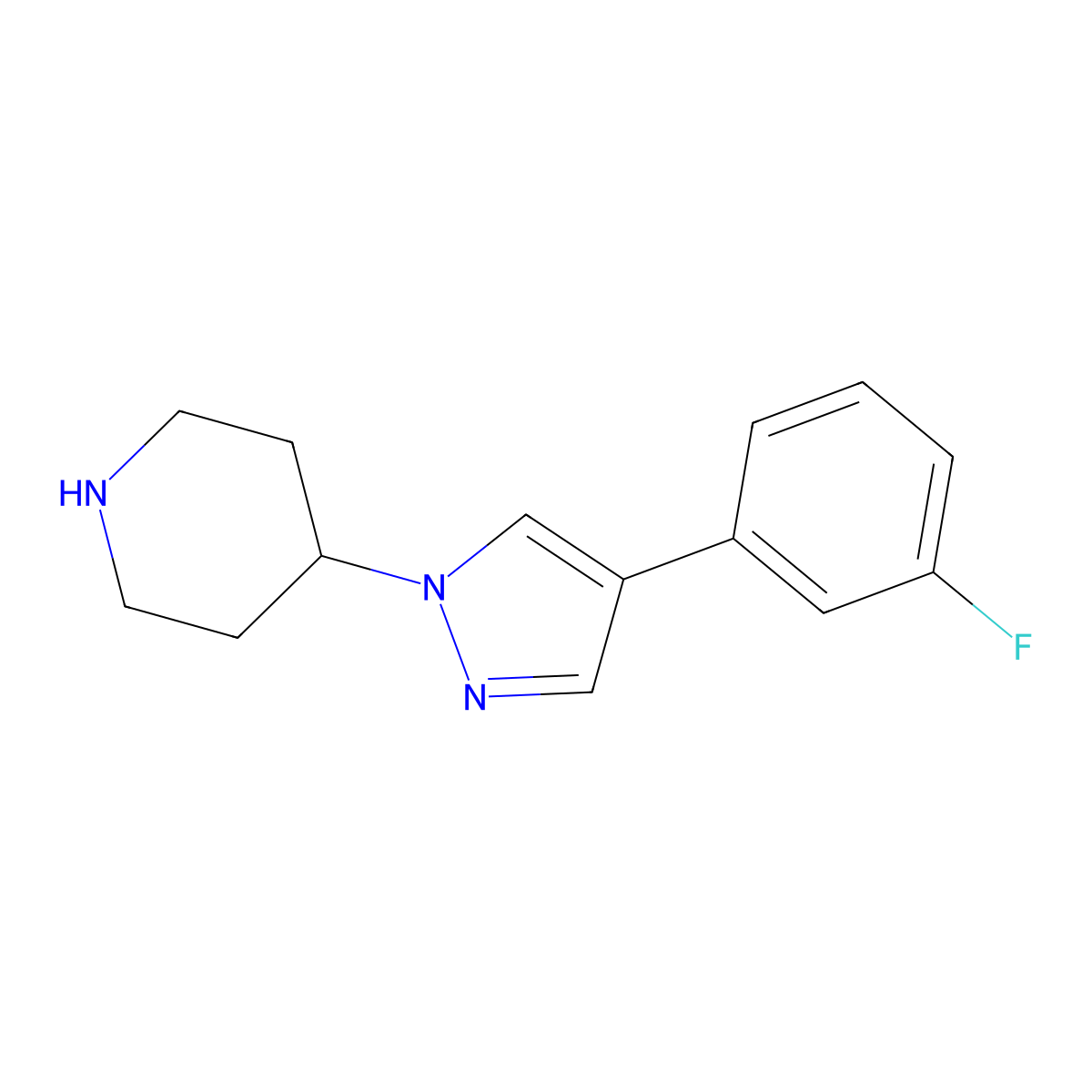 4-[4-(3-Fluoro-phenyl)-pyrazol-1-yl]-piperidine molecular structure, CAS 1785194-92-4