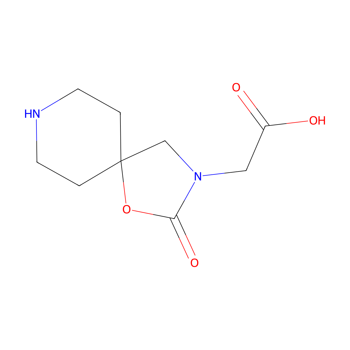 2-{2-Oxo-1-oxa-3,8-diazaspiro[4.5]decan-3-yl}acetic acid molecular structure, CAS 1785198-51-7
