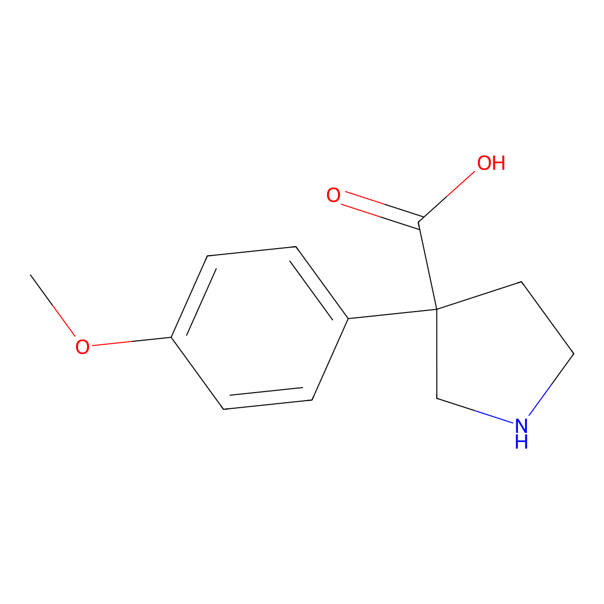3-(4-Methoxyphenyl)pyrrolidine-3-carboxylic acid molecular structure, CAS 1785201-99-1