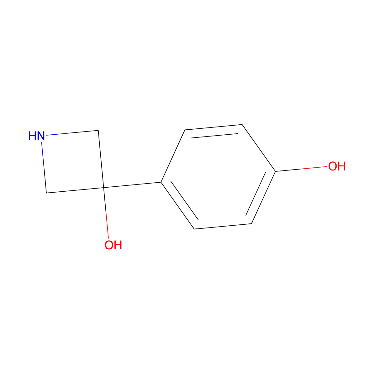 3-(4-Hydroxyphenyl)azetidin-3-ol molecular structure, CAS 1785202-44-9