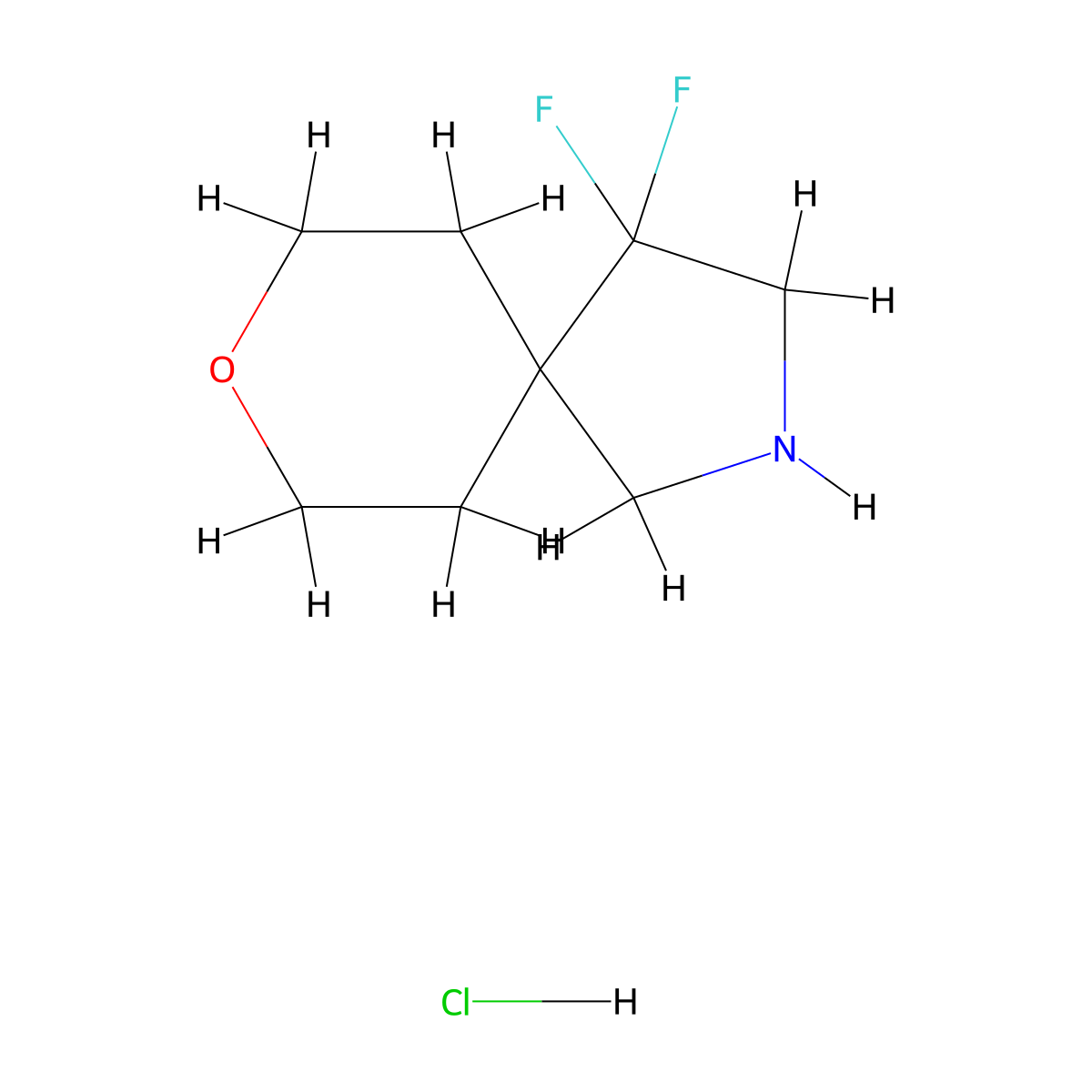 4,4-Difluoro-8-oxa-2-azaspiro[4.5]decane hydrochloride molecular structure, CAS 1785203-38-4