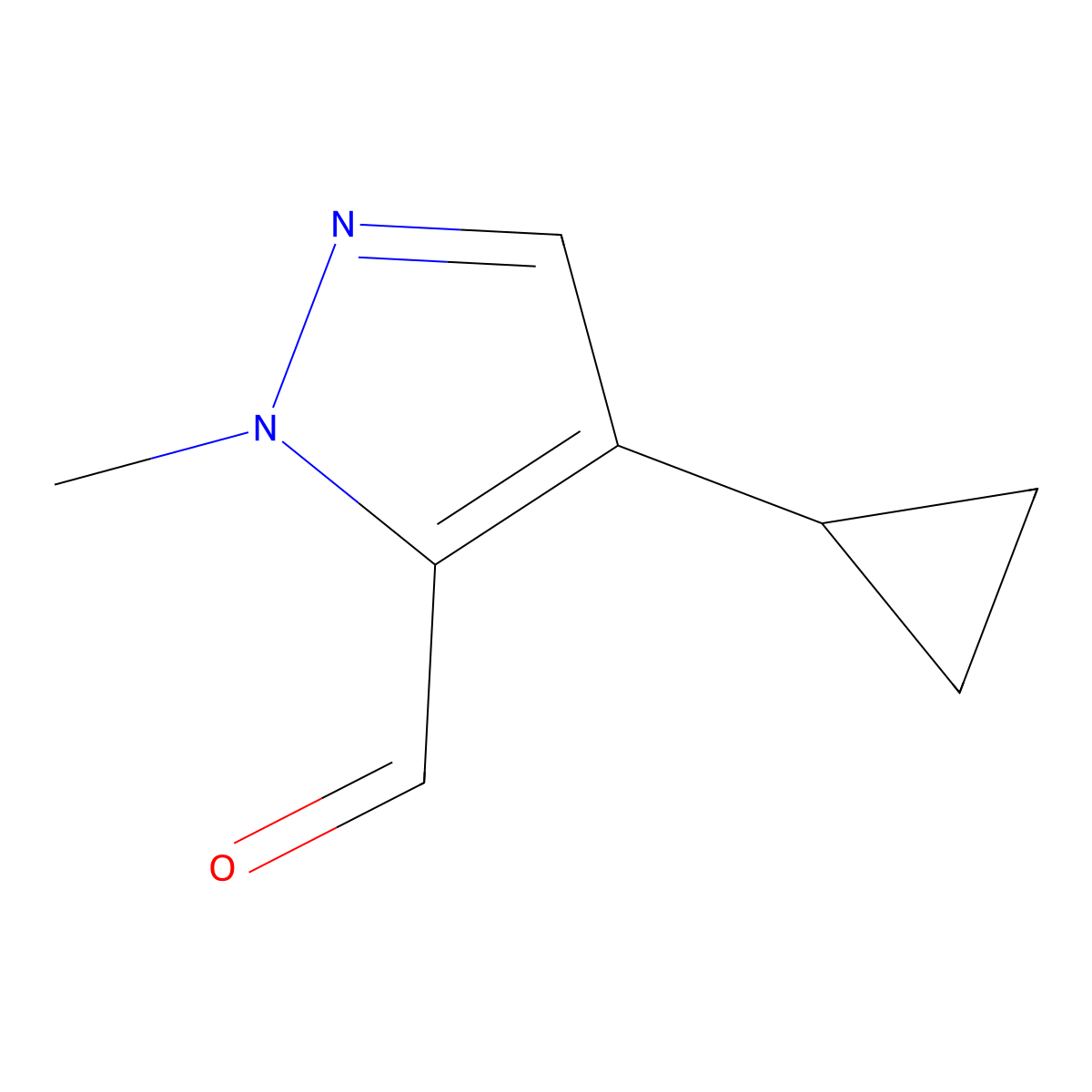 4-cyclopropyl-1-methyl-1H-pyrazole-5-carbaldehyde molecular structure, CAS 1785214-52-9