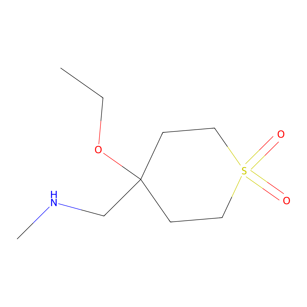 4-Ethoxy-4-[(methylamino)methyl]-1lambda6-thiane-1,1-dione molecular structure, CAS 1785221-85-3