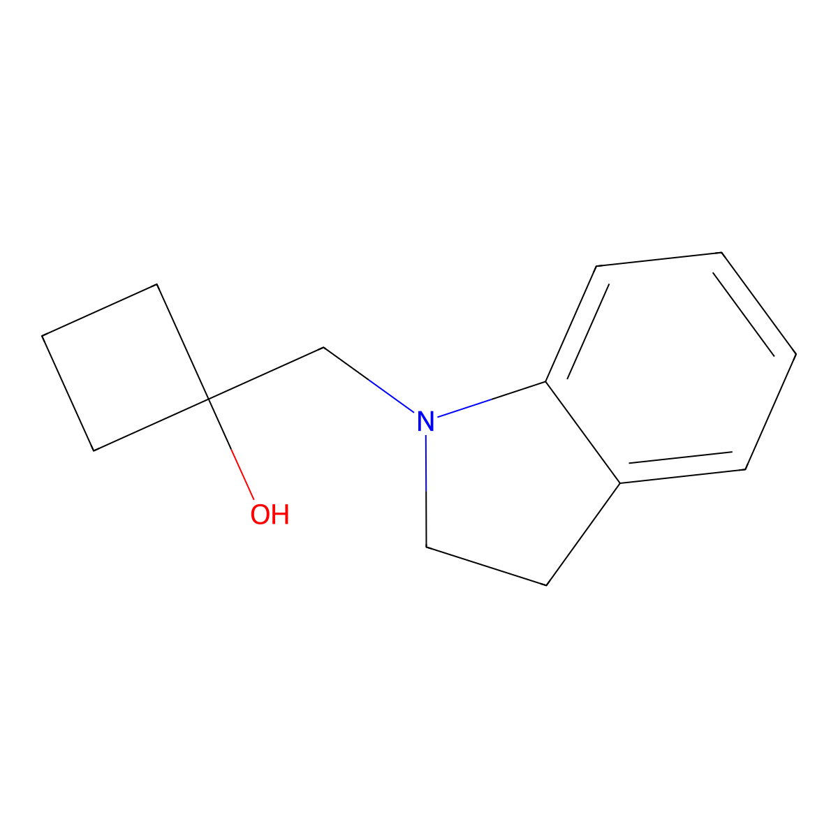 1-[(2,3-dihydro-1H-indol-1-yl)methyl]cyclobutan-1-ol molecular structure, CAS 1785224-21-6
