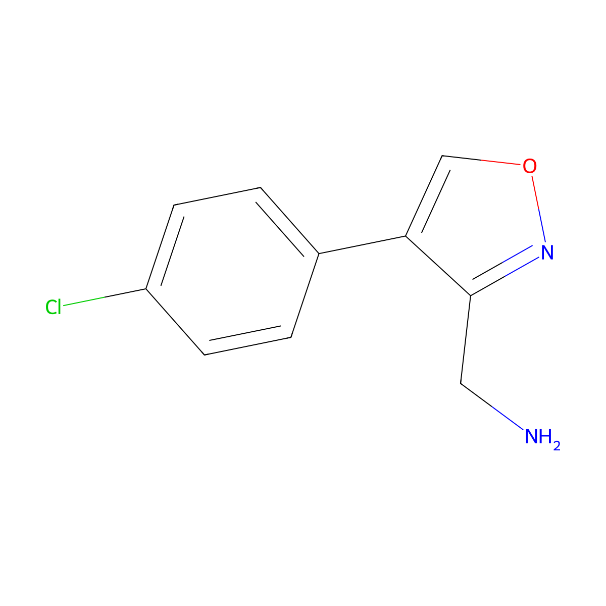 1-[4-(4-Chlorophenyl)-1,2-oxazol-3-yl]methanamine molecular structure, CAS 1785228-56-9