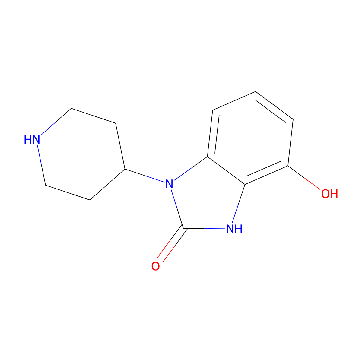 4-hydroxy-1-(piperidin-4-yl)-2,3-dihydro-1H-1,3-benzodiazol-2-one molecular structure, CAS 1785228-63-8