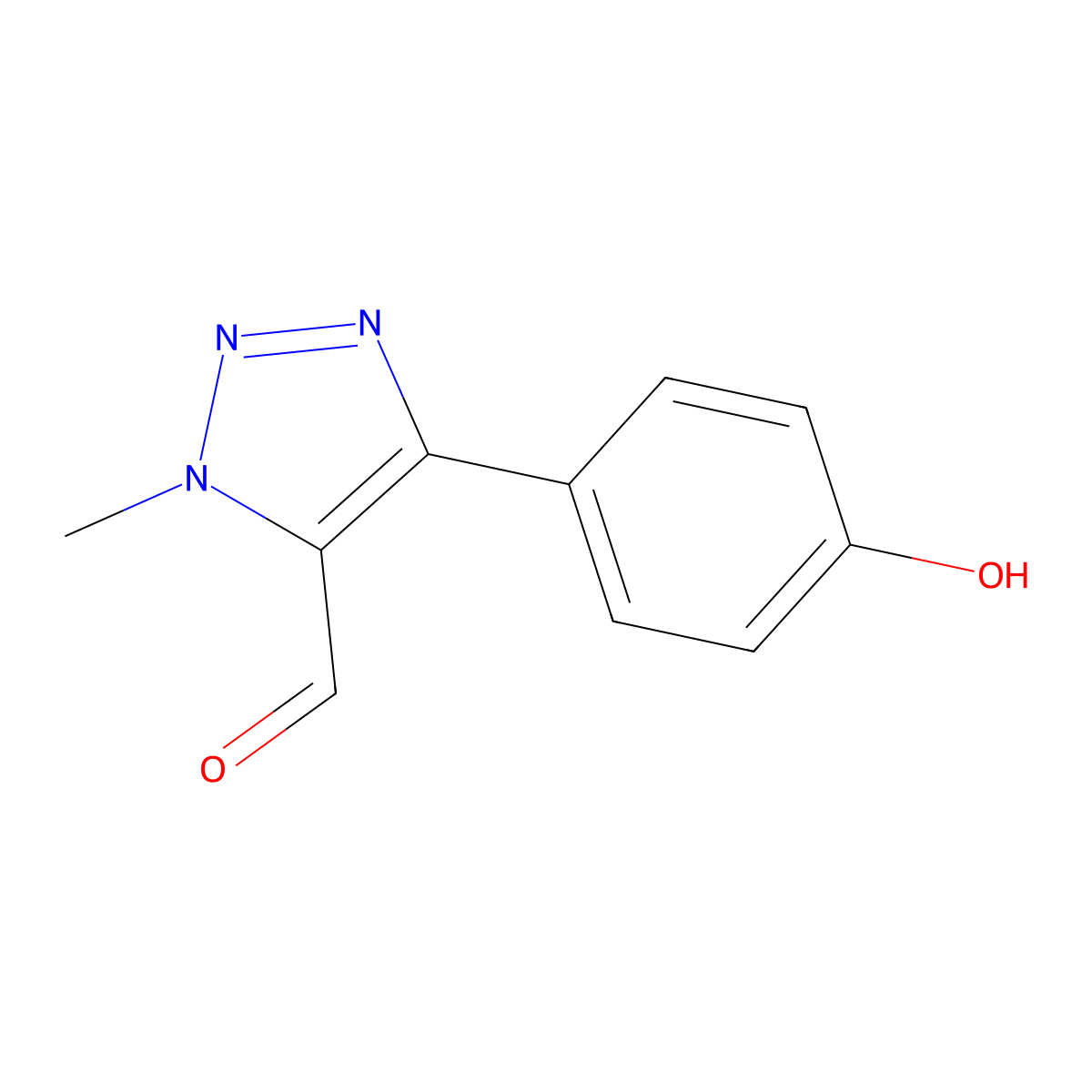 4-(4-Hydroxyphenyl)-1-methyl-1H-1,2,3-triazole-5-carboxaldehyde molecular structure, CAS 1785234-38-9