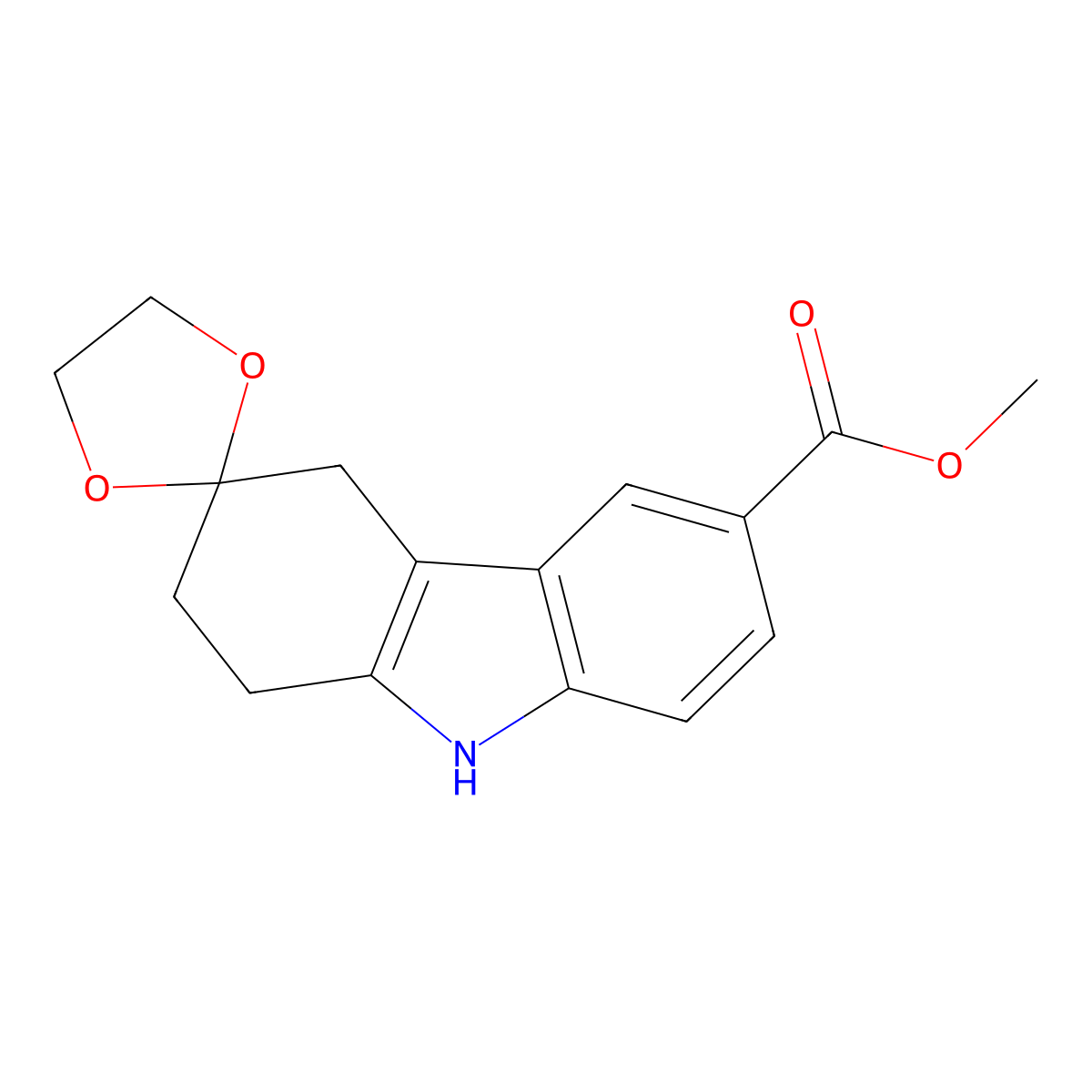 Methyl 1,2,4,9-tetrahydrospiro[carbazole-3,2'-[1,3]dioxolane]-6-carboxylate molecular structure, CAS 1785247-56-4