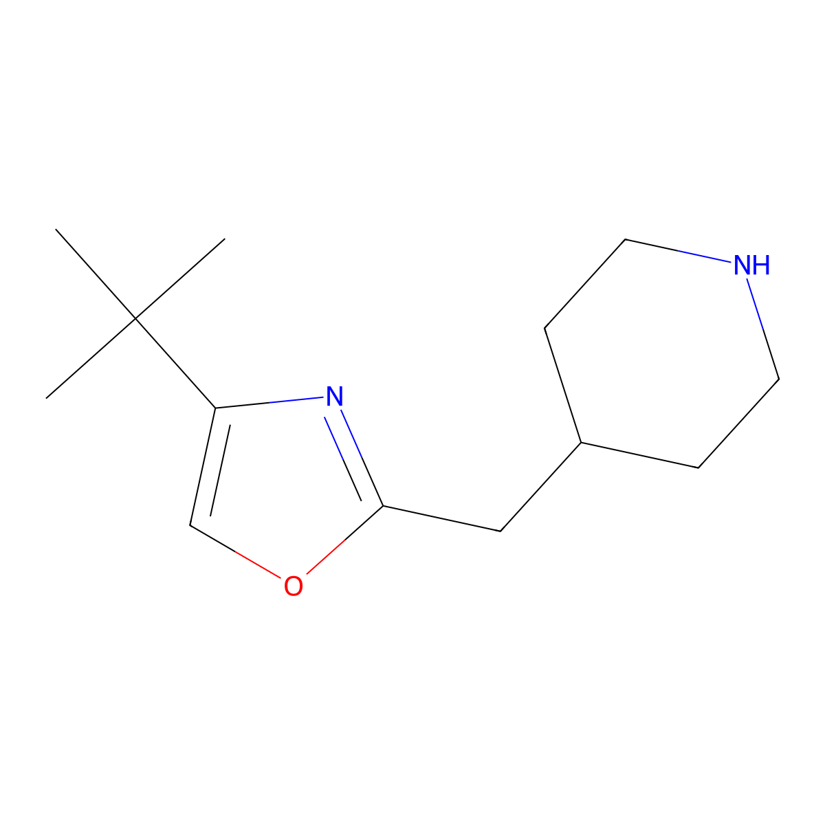 4-[(4-tert-Butyl-1,3-oxazol-2-yl)methyl]piperidine molecular structure, CAS 1785248-86-3