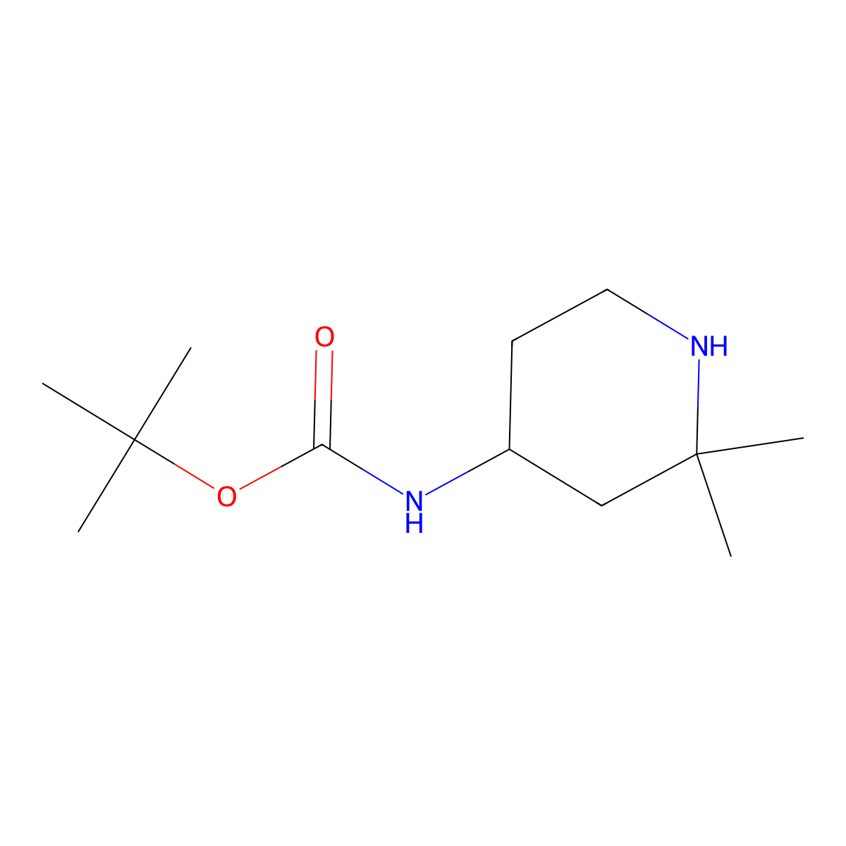 tert-butyl N-(2,2-dimethylpiperidin-4-yl)carbamate molecular structure, CAS 1785257-92-2