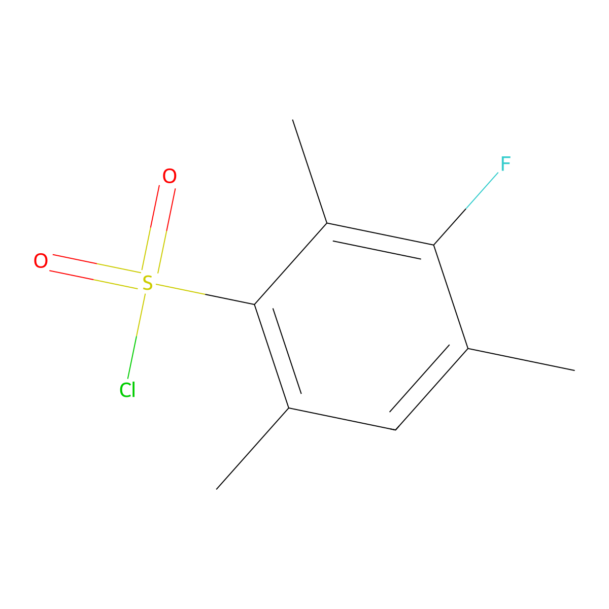 3-Fluoro-2,4,6-trimethylbenzene-1-sulfonyl chloride molecular structure, CAS 1785259-40-6