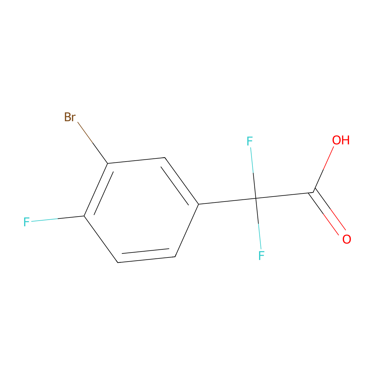 2-(3-Bromo-4-fluorophenyl)-2,2-difluoroacetic acid molecular structure, CAS 1785259-60-0