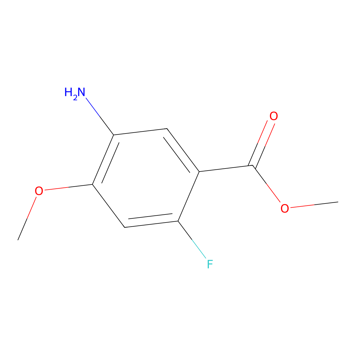 Methyl 5-Amino-2-fluoro-4-methoxybenzoate molecular structure, CAS 1785259-87-1