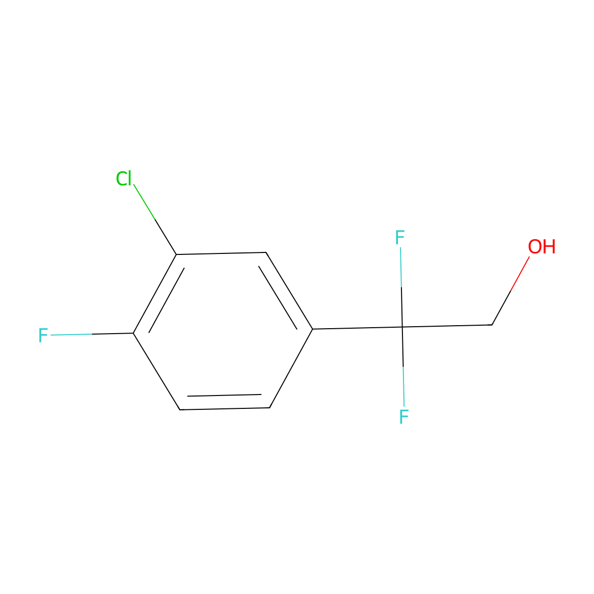 2-(3-Chloro-4-fluorophenyl)-2,2-difluoroethan-1-ol molecular structure, CAS 1785261-10-0