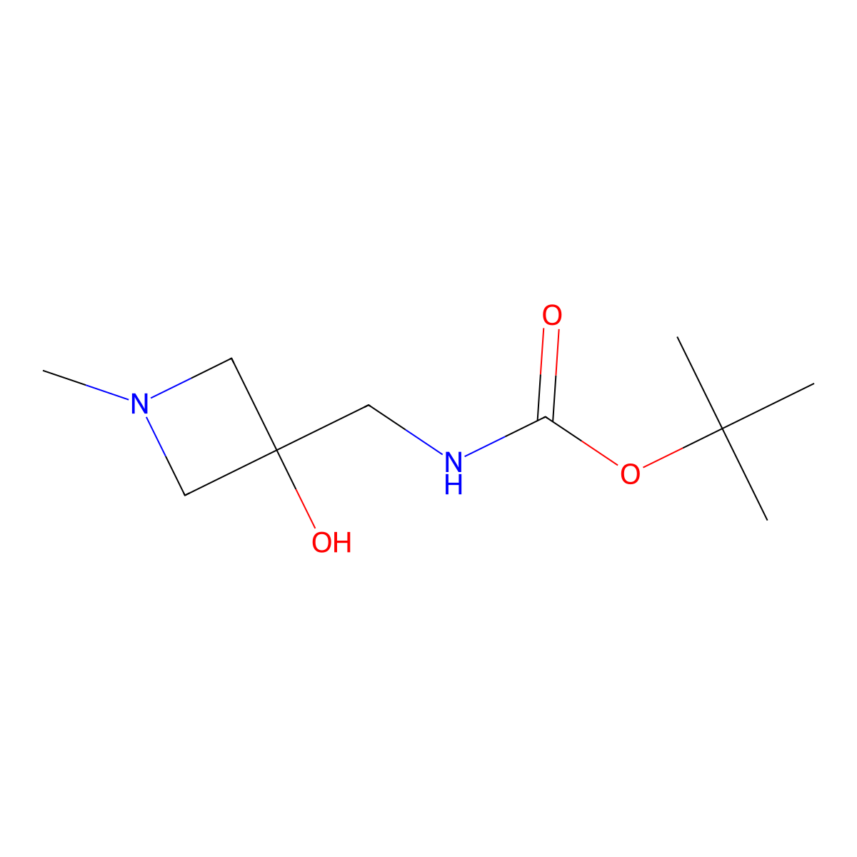 tert-butyl N-[(3-hydroxy-1-methylazetidin-3-yl)methyl]carbamate molecular structure, CAS 1785261-83-7
