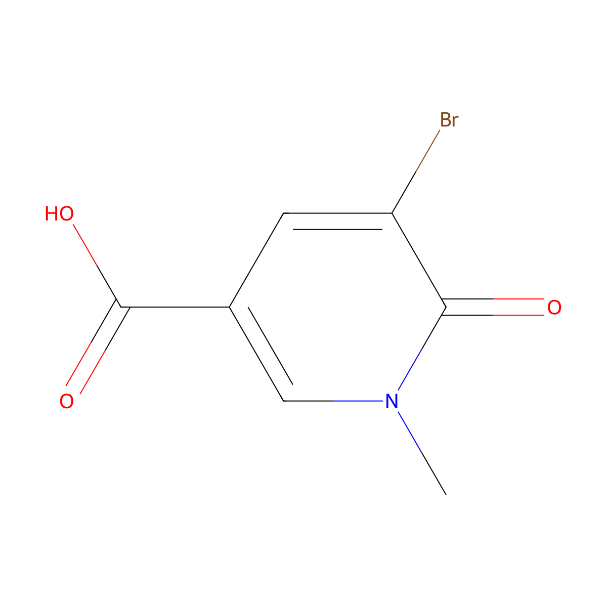 5-Bromo-1-methyl-6-oxo-1,6-dihydropyridine-3-carboxylic acid molecular structure, CAS 1785264-64-3