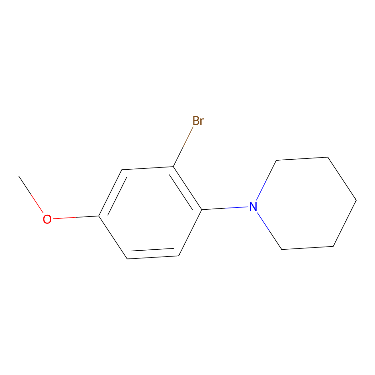 1-(2-Bromo-4-methoxyphenyl)piperidine molecular structure, CAS 1785272-97-0