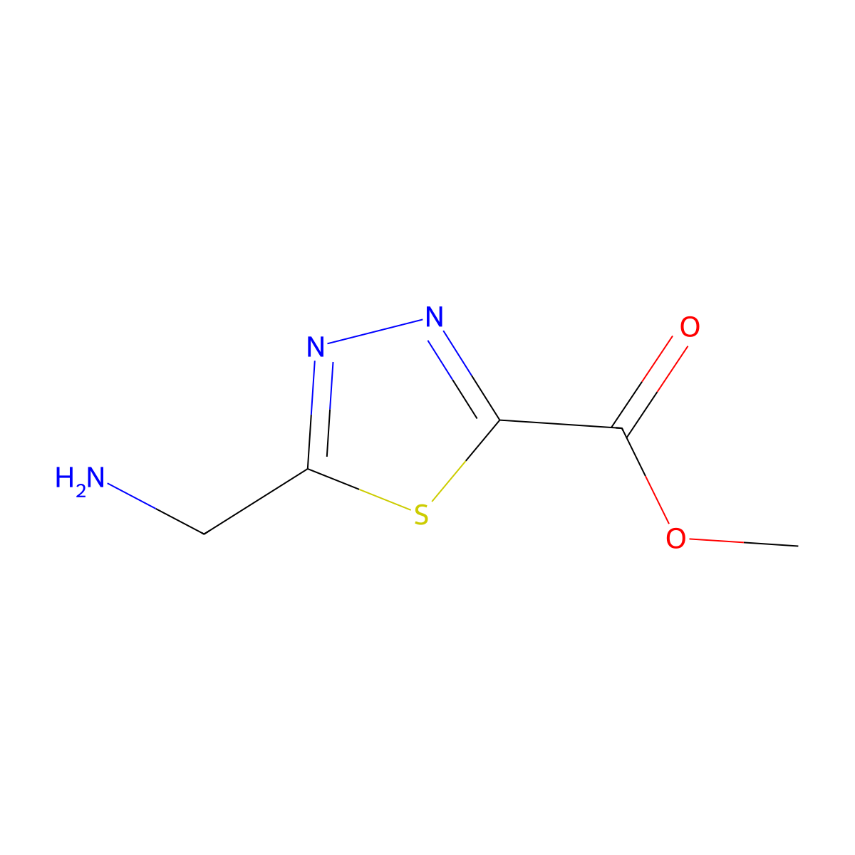 Methyl 5-(aminomethyl)-1,3,4-thiadiazole-2-carboxylate molecular structure, CAS 1785274-93-2