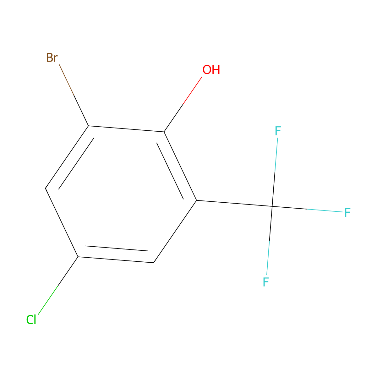 2-Bromo-4-chloro-6-(trifluoromethyl)phenol molecular structure, CAS 1785285-80-4