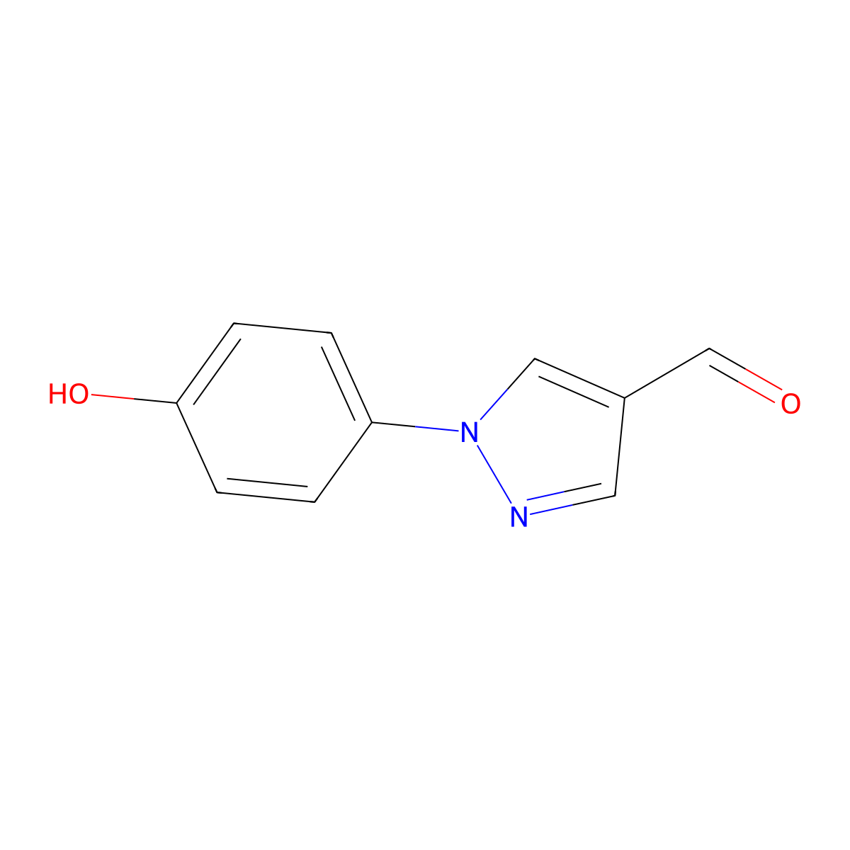 1-(4-Hydroxyphenyl)-1H-pyrazole-4-carbaldehyde molecular structure, CAS 1785299-54-8
