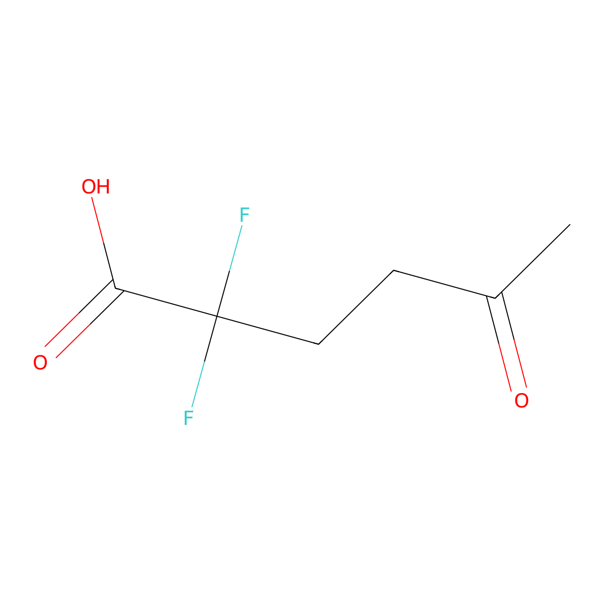 2,2-Difluoro-5-oxohexanoic acid molecular structure, CAS 1785306-79-7