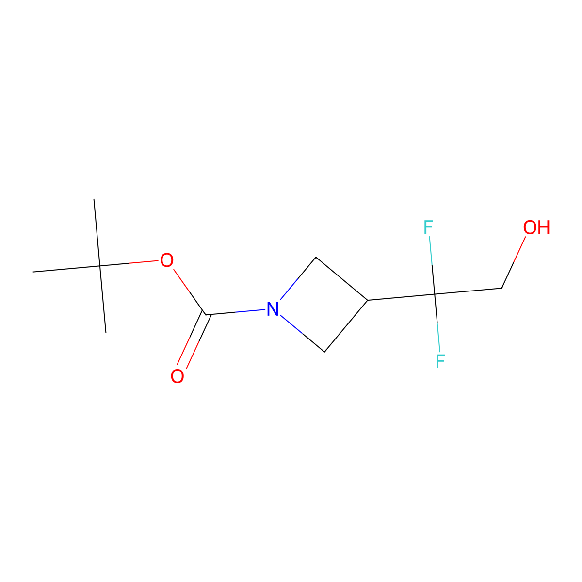 Tert-butyl 3-(1,1-difluoro-2-hydroxyethyl)azetidine-1-carboxylate molecular structure, CAS 1785308-98-6