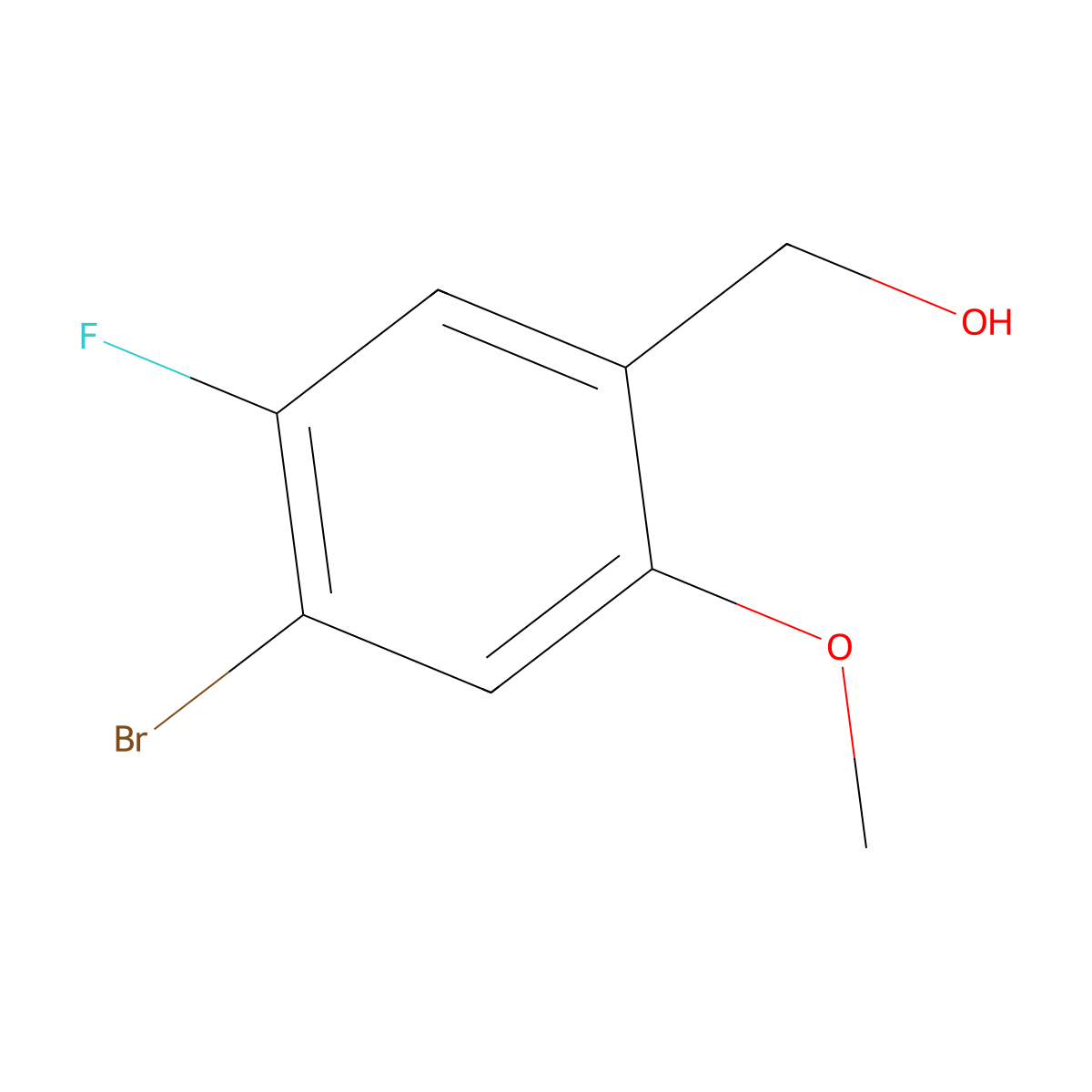 (4-Bromo-5-fluoro-2-methoxyphenyl)methanol molecular structure, CAS 1785310-80-6