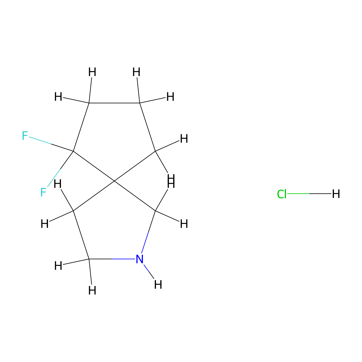 6,6-Difluoro-2-azaspiro[4.4]nonane hydrochloride molecular structure, CAS 1785315-98-1