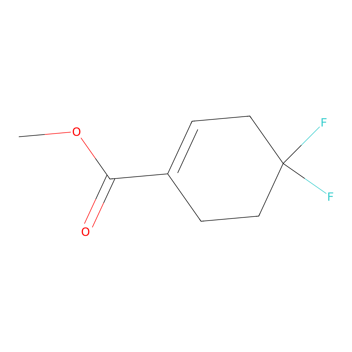 Methyl 4,4-difluoro-1-cyclohexene-1-carboxylate molecular structure, CAS 1785316-56-4