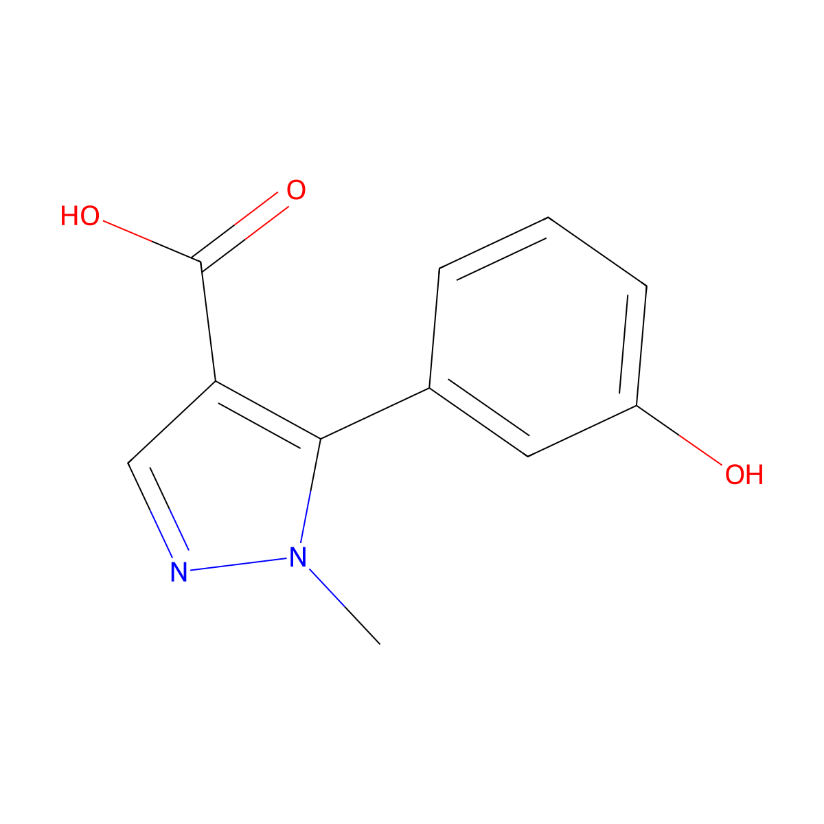 5-(3-hydroxyphenyl)-1-methyl-1H-pyrazole-4-carboxylic acid molecular structure, CAS 1785319-60-9
