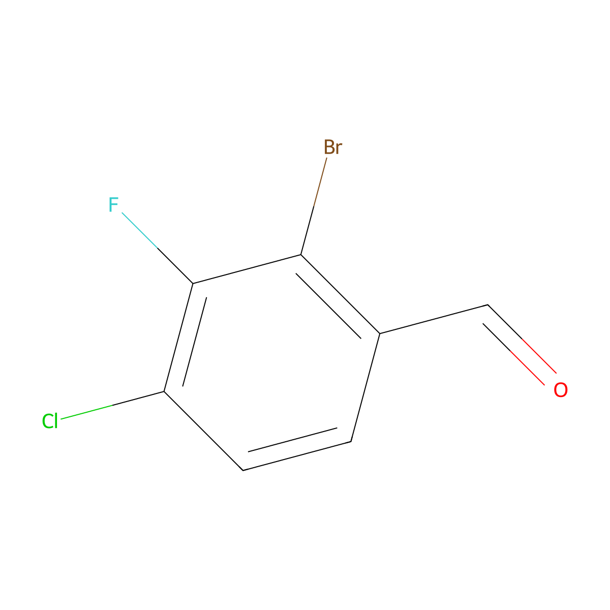2-Bromo-4-chloro-3-fluorobenzaldehyde molecular structure, CAS 1785320-57-1