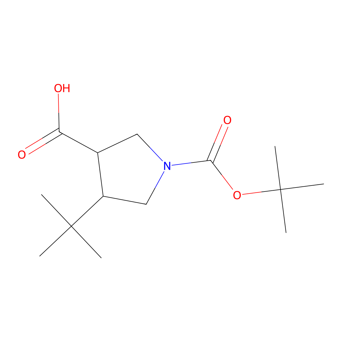1-[(Tert-butoxy)carbonyl]-4-tert-butylpyrrolidine-3-carboxylic acid molecular structure, CAS 1785330-43-9