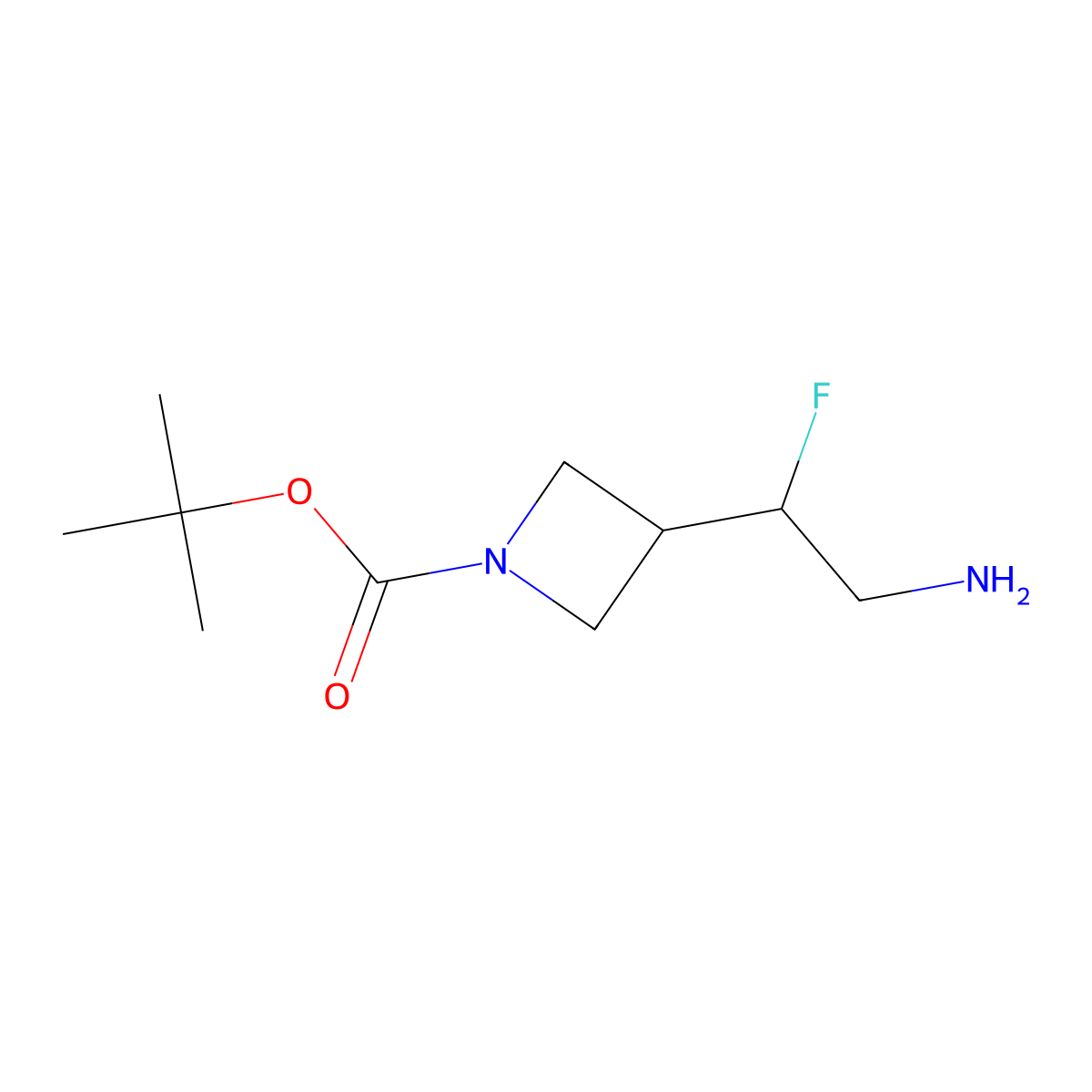 Tert-butyl 3-(2-amino-1-fluoroethyl)azetidine-1-carboxylate molecular structure, CAS 1785335-70-7