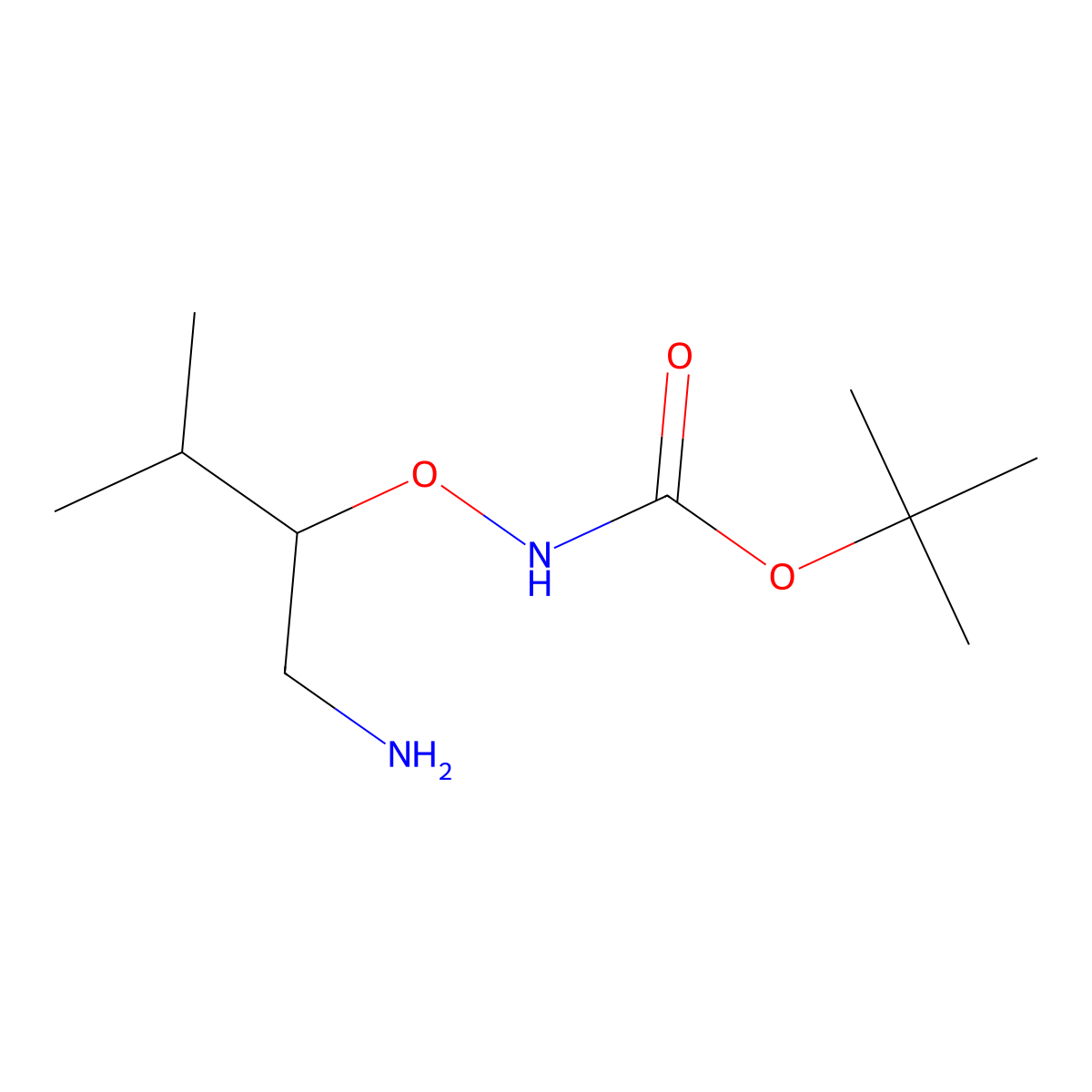 tert-butyl N-((1-amino-3-methylbutan-2-yl)oxy)carbamate molecular structure, CAS 1785336-86-8